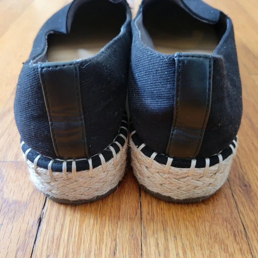 Joie 8M Black Espadrille‎ Loafers Slip On Shoes Comfort Canvas CARA